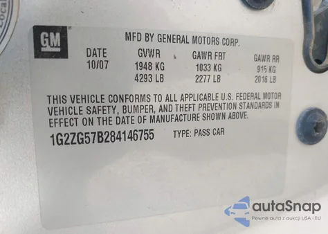 2008 Pontiac G6 from USA, damaged, VIN 1G2ZG57B284146755